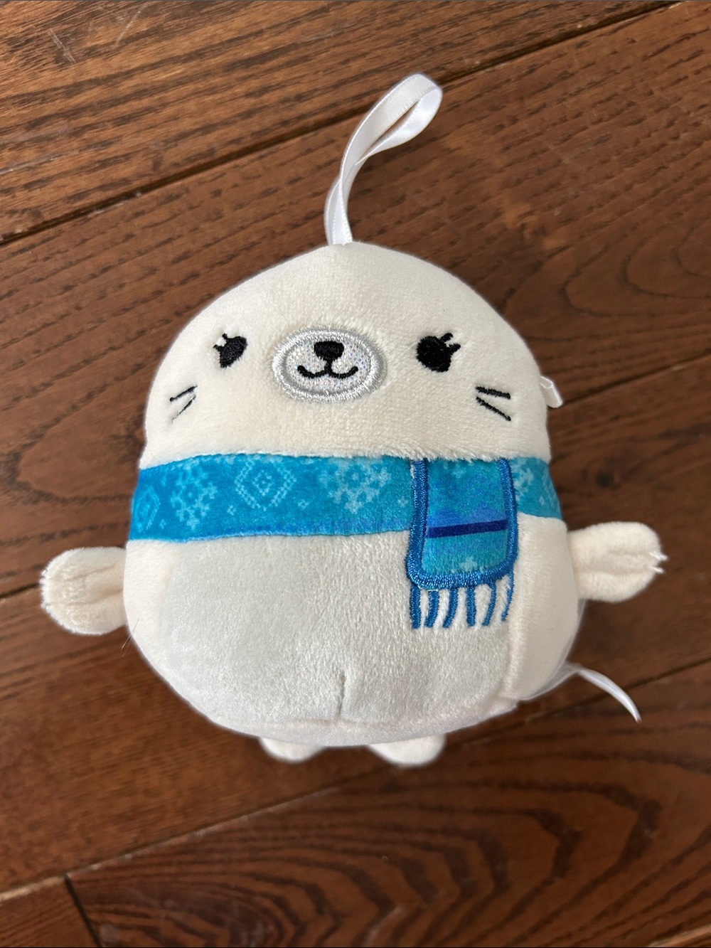 Squishmallows White Seal with Blue Scarf Plush